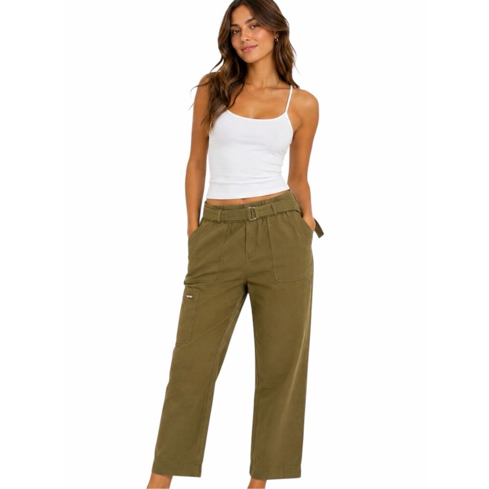 JOIE ANTHROPOLOGIE Olive Green Relaxed Belted Utility Cargo Pants Medium